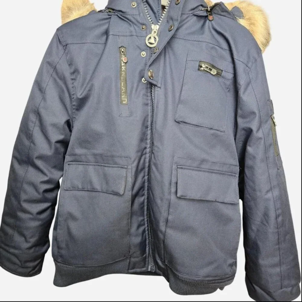 Navy Blue Awaknd Land Heavy Coat Mens Size Large - Picture 1 of 5